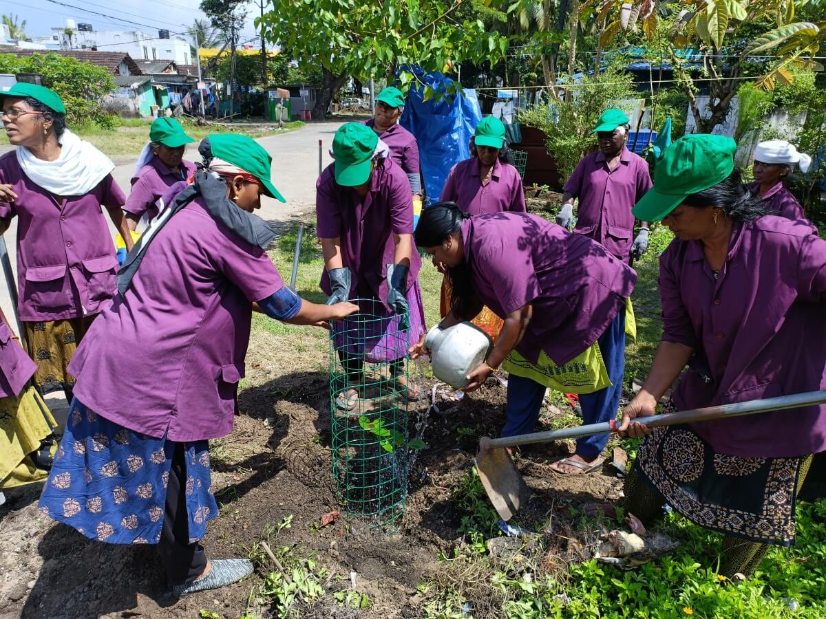 Ayyankali Mission workers in Kochi planting trees under the Kawaki project, an initiative by the Kochi.