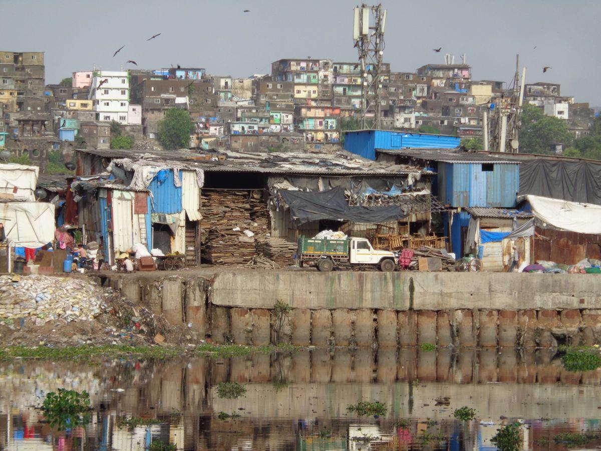 Plywood suppliers along the bank of the Mithi at Kurla West (BKC)