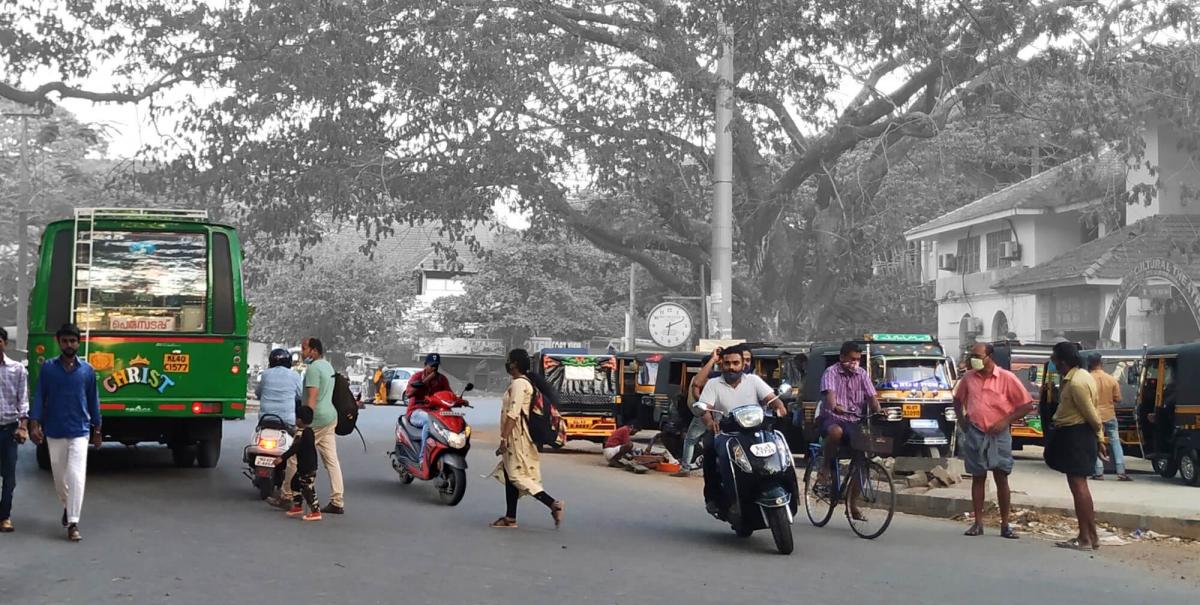 Pedestrian-vehicle conflict at the Jetty transit point.