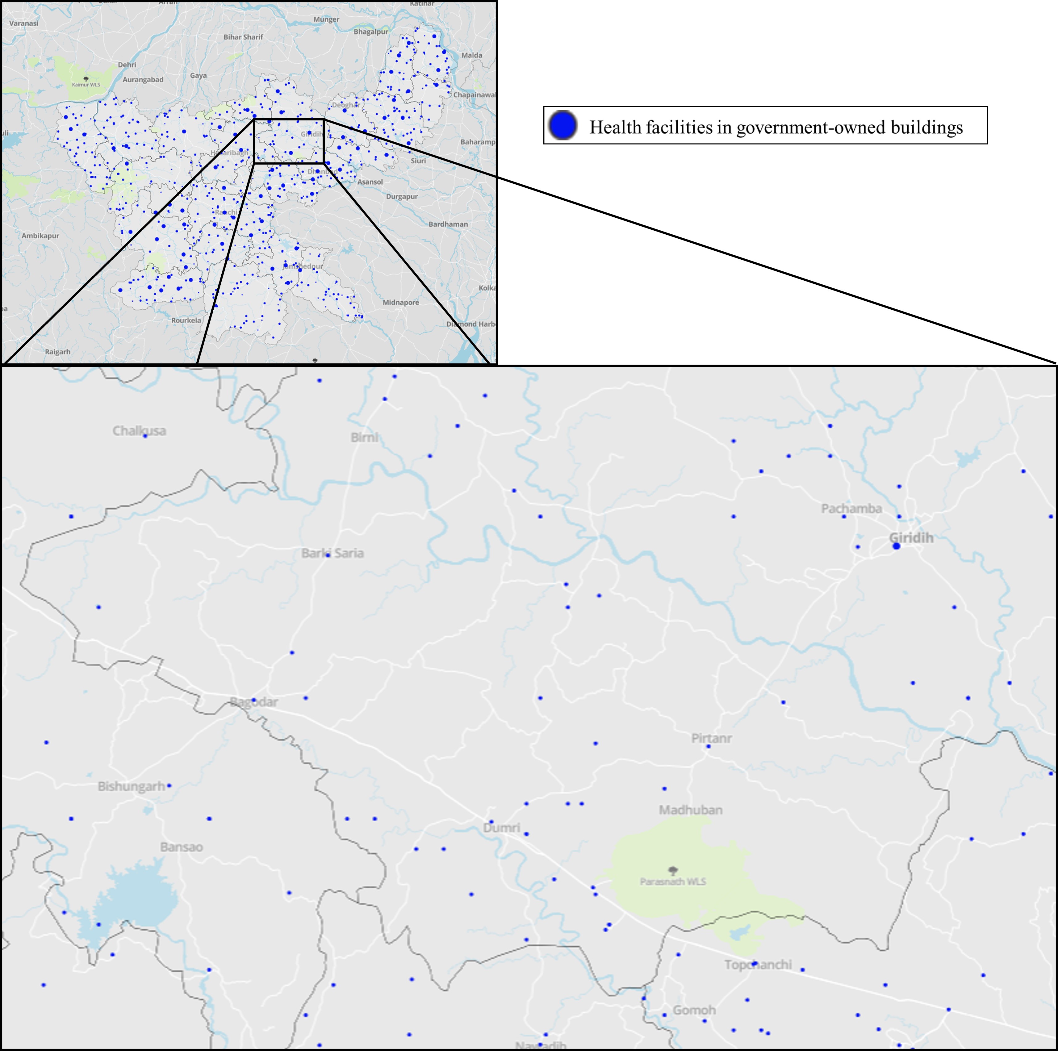 Figure 2: Health facilities in government-owned buildings, Jharkhand.
