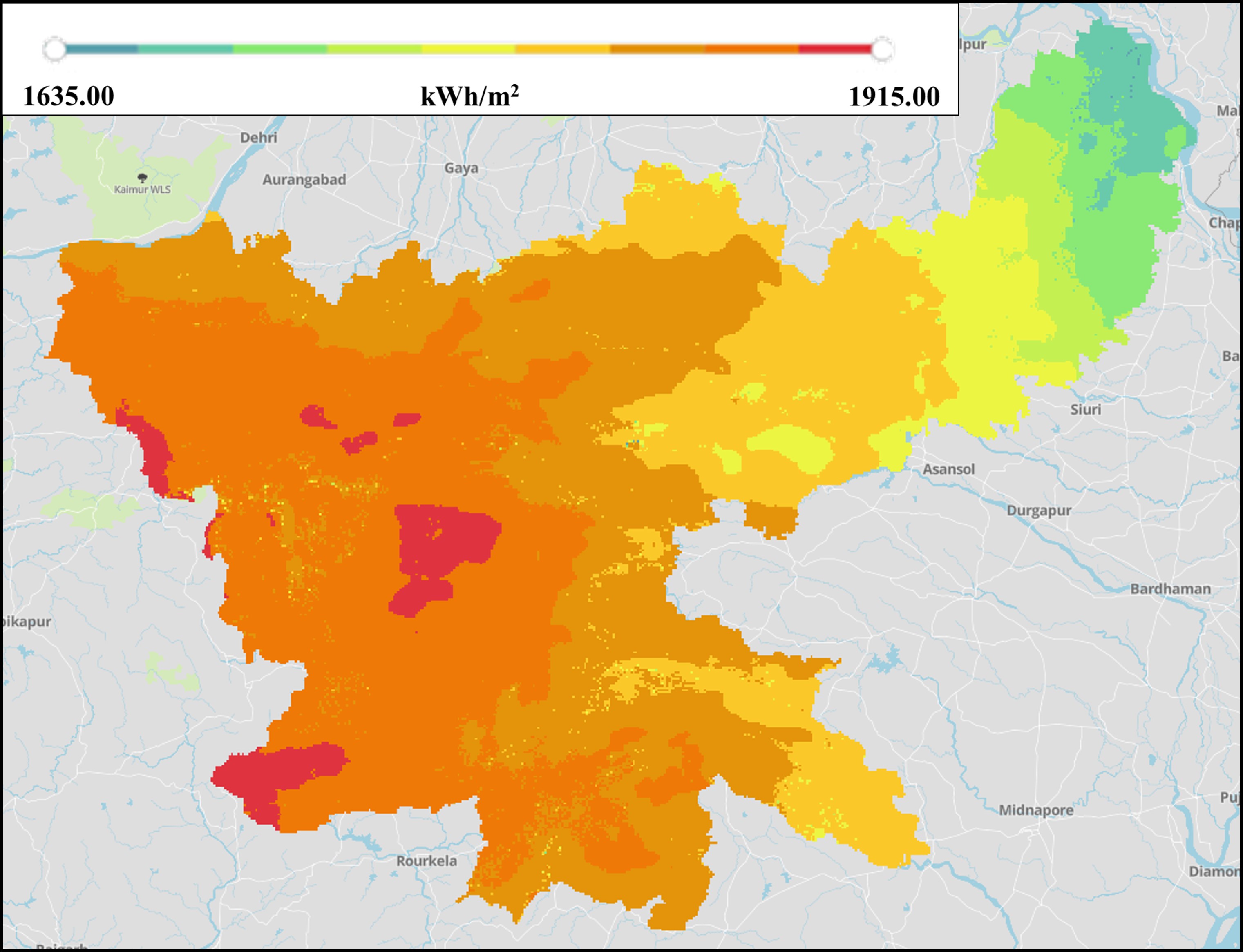 Figure 3: Global Horizontal Irradiance in the state.