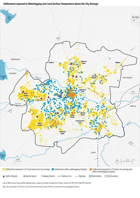 Map-graphic-waterlogging-land surface temperatures-Nashik