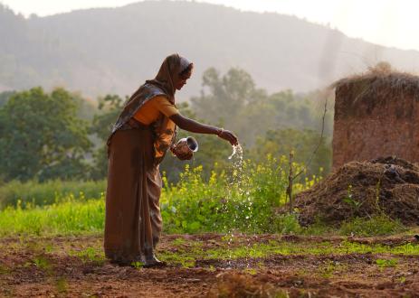 A woman in a field