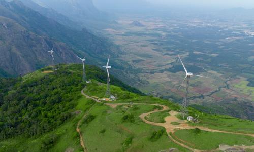 Windmills on a mountain top in Kerala