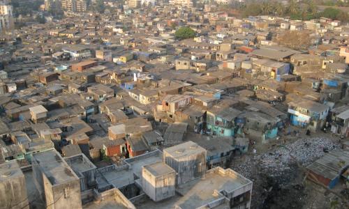 The view of a high density settlement from Gilbert Hill, Andheri, Mumbai