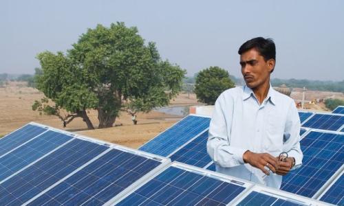 Solar panels in Ajmer, Rajasthan, India. Photo by Knut-Erik Helle/Flickr.